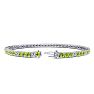 3 3/4 Carat Peridot And Diamond Alternating Tennis Bracelet In 14 Karat White Gold, 8 1/2 Inches Image-2