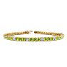 4 Carat Peridot And Diamond Alternating Tennis Bracelet In 14 Karat Yellow Gold, 9 Inches Image-1