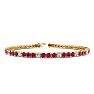 Ruby Bracelet; Ruby Tennis Bracelet; 4 3/4 Carat Ruby And Diamond Alternating Tennis Bracelet In 14 Karat Yellow Gold Image-1