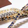 3 3/4 Carat Sapphire And Diamond Alternating Tennis Bracelet In 14 Karat Yellow Gold, 7 Inches Image-6