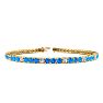 3 Carat Blue Topaz And Diamond Alternating Tennis Bracelet In 14 Karat Yellow Gold, 6 Inches Image-1