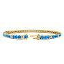 3 Carat Blue Topaz And Diamond Alternating Tennis Bracelet In 14 Karat Yellow Gold, 6 Inches Image-2