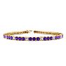 3 1/2 Carat Amethyst And Diamond Alternating Tennis Bracelet In 14 Karat Yellow Gold, 8 Inches Image-1