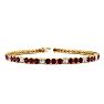 Garnet Bracelet: Garnet Jewelry: 3 1/4 Carat Garnet And Diamond Alternating Tennis Bracelet In 14 Karat Yellow Gold, 7 Inches Image-1