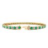 3 1/3 Carat Emerald And Diamond Tennis Bracelet In 14 Karat Yellow Gold, 7 Inches Image-2