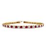 Ruby Bracelet; Ruby Tennis Bracelet; 4 1/4 Carat Ruby And Diamond Tennis Bracelet In 14 Karat Yellow Gold Image-1