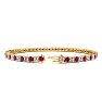 Ruby Bracelet; Ruby Tennis Bracelet; 4 1/4 Carat Ruby And Diamond Tennis Bracelet In 14 Karat Yellow Gold Image-2