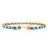 2 3/4 Carat Blue Topaz And Diamond Tennis Bracelet In 14 Karat Yellow Gold, 6 Inches Image-2