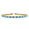 3 1/2 Carat Blue Topaz And Diamond Tennis Bracelet In 14 Karat Yellow Gold, 7 1/2 Inches Image-1