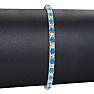 3 3/4 Carat Blue Topaz And Diamond Tennis Bracelet In 14 Karat Yellow Gold, 8 Inches Image-5