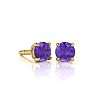 1/2 Carat Round Shape Amethyst Stud Earrings In 14K Yellow Gold Over Sterling Silver Image-1