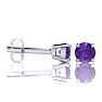 1 Carat Round Shape Amethyst Stud Earrings In Sterling Silver Image-2
