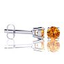 1 Carat Round Shape Citrine Stud Earrings In Sterling Silver Image-2