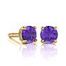 1 Carat Round Shape Amethyst Stud Earrings In 14K Yellow Gold Over Sterling Silver Image-1