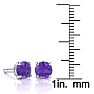 2 Carat Round Shape Amethyst Stud Earrings In Sterling Silver Image-3