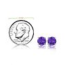 2 Carat Round Shape Amethyst Stud Earrings In Sterling Silver Image-4