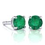 2 Carat Round Shape Emerald Stud Earrings In Sterling Silver Image-1