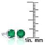 2 Carat Round Shape Emerald Stud Earrings In Sterling Silver Image-3