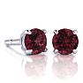 Garnet Earrings: Garnet Jewelry: 2 1/2 Carat Round Shape Garnet Stud Earrings In Sterling Silver Image-1