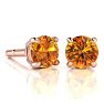 2 Carat Round Shape Citrine Stud Earrings In 14K Rose Gold Over Sterling Silver Image-1