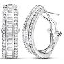 1 Carat Baguette and Round Colorless Diamond Hoop Earrings In Sterling Silver. Amazing Looking For A Great Price! Image-1