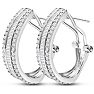 1 Carat Baguette and Round Colorless Diamond Hoop Earrings In Sterling Silver. Amazing Looking For A Great Price! Image-2