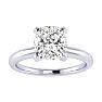 1 1/2ct Cushion Cut Diamond Solitaire Engagement Ring In 14K White Gold Image-1