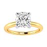 1 1/2ct Cushion Cut Diamond Solitaire Engagement Ring In 14K Yellow Gold Image-1