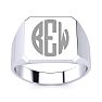 14K White Gold Mens Octagon Signet Ring Image-1