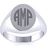 14K White Gold Mens Oval Signet Ring Image-1
