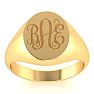 14K Yellow Gold Mens Oval Signet Ring With Free Custom Engraving Image-1