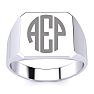 14K White Gold Mens Octagon Signet Ring With Free Custom Engraving Image-1