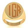 14K Yellow Gold Mens Oval Signet Ring Image-1