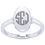 14K White Gold Ladies Oval Signet Ring With Free Custom Engraving Image-1