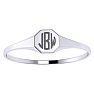 14K White Gold Ladies Octagon Signet Ring With Free Custom Engraving Image-1