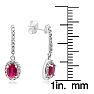 1 1/3ct Ruby and Diamond Oval Drop Earrings In Sterling Silver Image-5