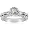 1/4ct Pave Diamond Bridal Set, Round Brilliant Center In Sterling Silver Image-1