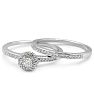 1/4ct Pave Diamond Bridal Set, Round Brilliant Center In Sterling Silver Image-2