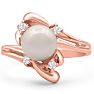 Round Freshwater Cultured Pearl and 1/10ct Diamond Ring In 14 Karat Rose Gold Image-1