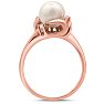 Round Freshwater Cultured Pearl and 1/10ct Diamond Ring In 14 Karat Rose Gold Image-4