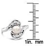 Round Freshwater Cultured Pearl and 1/5ct Diamond Ring In 14 Karat White Gold Image-5