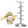 Round Freshwater Cultured Pearl and 1/5ct Diamond Ring In 14 Karat Yellow Gold Image-5