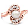 Round Freshwater Cultured Pearl and 1/5ct Diamond Ring In 14 Karat Rose Gold Image-1