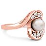 Round Freshwater Cultured Pearl and 1/5ct Diamond Ring In 14 Karat Rose Gold Image-2