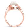 Round Freshwater Cultured Pearl and 1/5ct Diamond Ring In 14 Karat Rose Gold Image-4