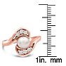 Round Freshwater Cultured Pearl and 1/5ct Diamond Ring In 14 Karat Rose Gold Image-5