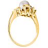 Round Freshwater Cultured Pearl and 1/2 Carat Halo Diamond Ring In 14 Karat Yellow Gold Image-3