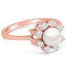 Round Freshwater Cultured Pearl and 1/3 Carat Halo Diamond Ring In 14 Karat Rose Gold Image-2