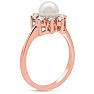 Round Freshwater Cultured Pearl and 1/3 Carat Halo Diamond Ring In 14 Karat Rose Gold Image-5