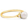 Round Freshwater Cultured Pearl and Diamond Accent Ring In 14 Karat Yellow Gold, Great For Ring Finger Or Pinky! Image-2